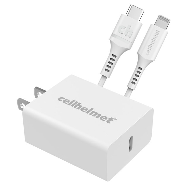 Keep your phone fully powered with a cellhelmet 20-Watt Single-USB Power Delivery Car Charger. Its designed with Power Delivery technology to supply the wattage required for optimal charge time.  USB-C output at 20W is compatible with most phones and tablets.  Power Delivery technology supplies the wattage required for optimal charge time.  Includes a 3ft round and detachable 2.0 USB-C to Lightning charge and sync cable.  Backed by the manufacturer"s limited lifetime warranty.