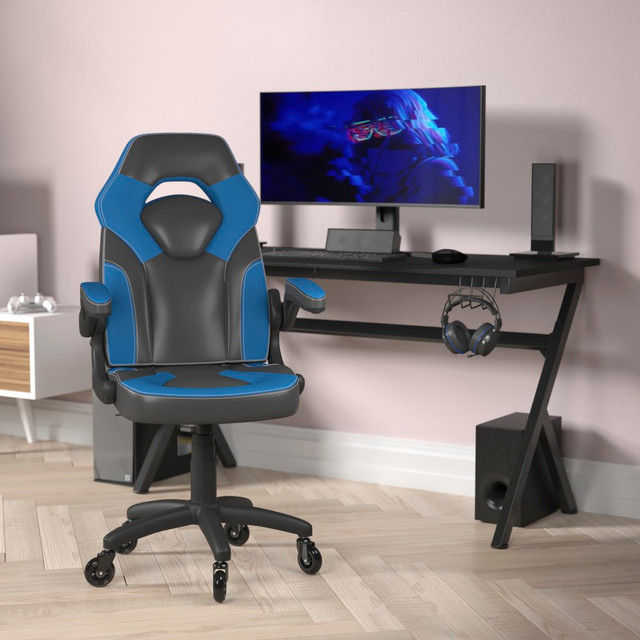 FLASH FURNITURE CH00095BLRLB  X10 Racing Ergonomic Faux Leather Computer Gaming Chair, Blue