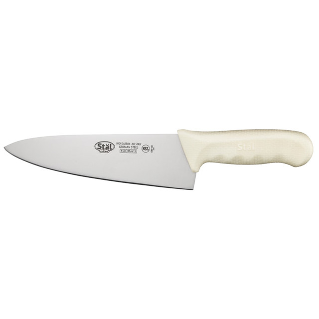 Prep, slice and cut foods with Winco Knives. The stainless steel blade is sharp to handle commercial-level chopping. The nonslip handle has an ergonomic design that is comfortable to use for prolonged periods.  X50 Cr MoV15 German steel blade is extremely sharp for effortless cutting.  Stainless steel blade is durable and easy to clean.  Ergonomic handle is slip-resistant for security during use.  Designed to withstand daily use in commercial foodservice environments.  White handle blends well with appliances and decor.
