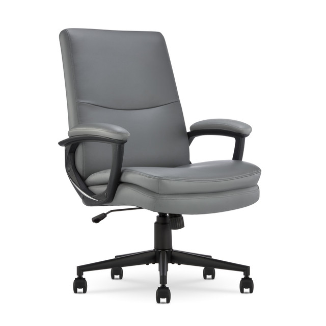 TRUE INNOVATIONS CHR10132C Serta Comfort Modern Ergonomic Bonded Leather High-Back Executive Office Chair, Gray