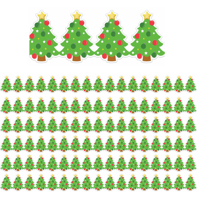 EDUCATORS RESOURCE EU-846347-6 Eureka Extra Wide Deco Trim Packs, 37' x 3-1/4in, Christmas Tree, Set Of 6 Packs