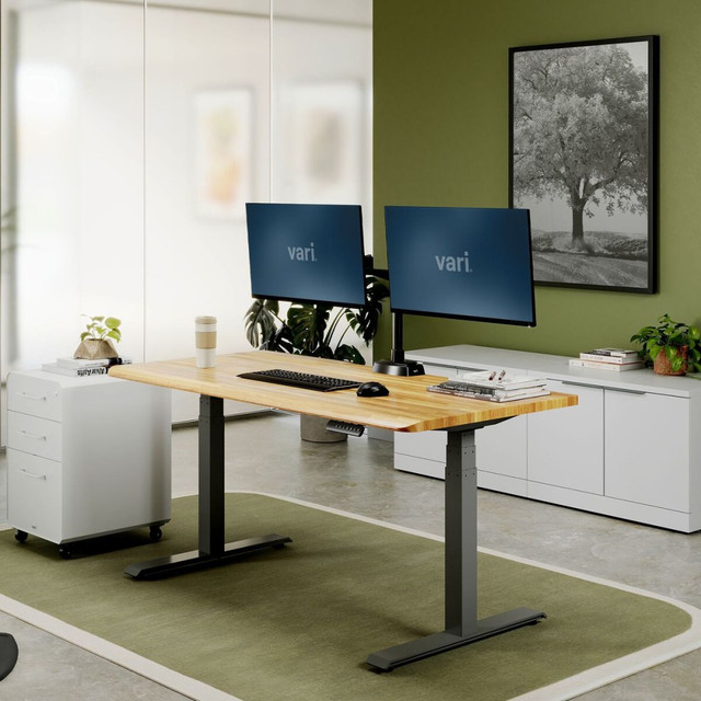 VARIDESK LLC 402373 VARI Electric Standing Desk With ComfortEdge, 48inW, Butcher Block