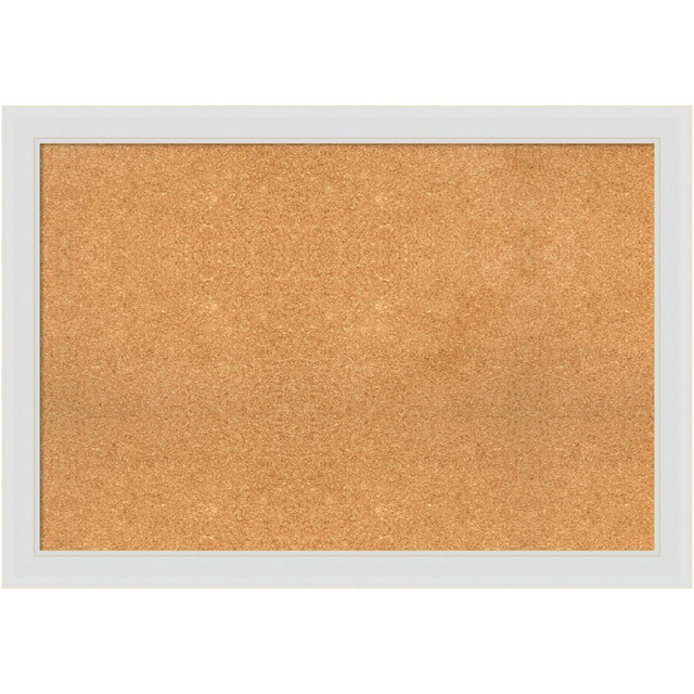 UNIEK INC. A42705383219 Amanti Art Rectangular Non-Magnetic Cork Bulletin Board, Natural, 40in x 28in, Flair Soft White Plastic Frame UNIEK INC. A42705383219 Amanti Art Rectangular Non-Magnetic Cork Bulletin Board, Natural, 40in x 28in, Flair Soft White Plastic Frame