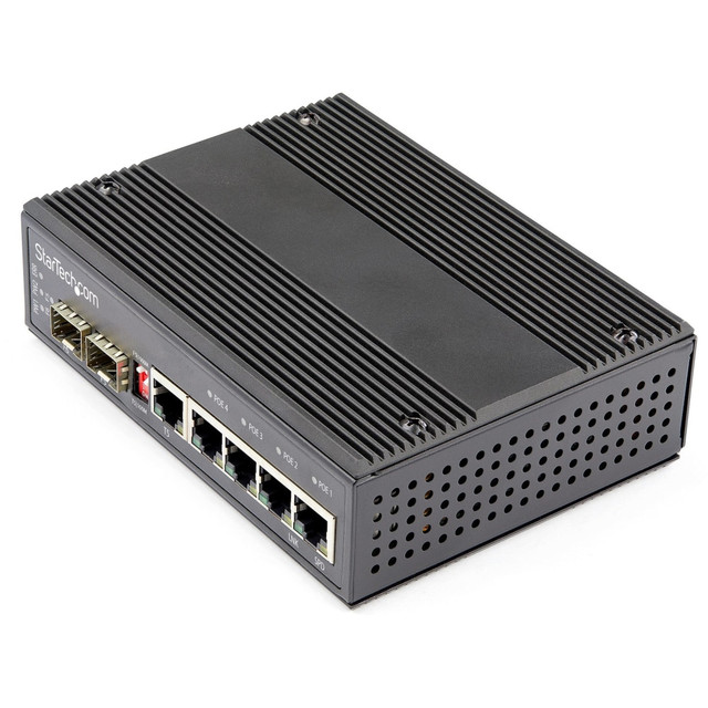 STARTECH.COM IES1G52UP12V Industrial 5 Port Gigabit Ethernet Switch w/4 PoE RJ45 +2 SFP Slots 30W 802.3at PoE+ 12-48VDC 10/100/1000 Mbps -40C to 75C - Industrial 5 Port Gigabit Ethernet Switch - Up to 30W per 4 PoE ports STARTECH.COM IES1G52UP12V Industrial 5 Port Gigabit Ethernet Switch w/4 PoE RJ45 +2 SFP Slots 30W 802.3at PoE+ 12-48VDC 10/100/1000 Mbps -40C to 75C - Industrial 5 Port Gigabit Ethernet Switch - Up to 30W per 4 PoE ports