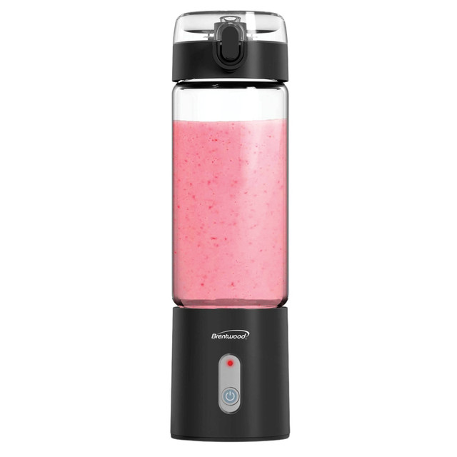 BRENTWOOD APPLIANCES, INC. RJB-100BK Brentwood 50-Watt 17 Oz Portable Battery-Operated USB-Chargeable Glass Blender, Black