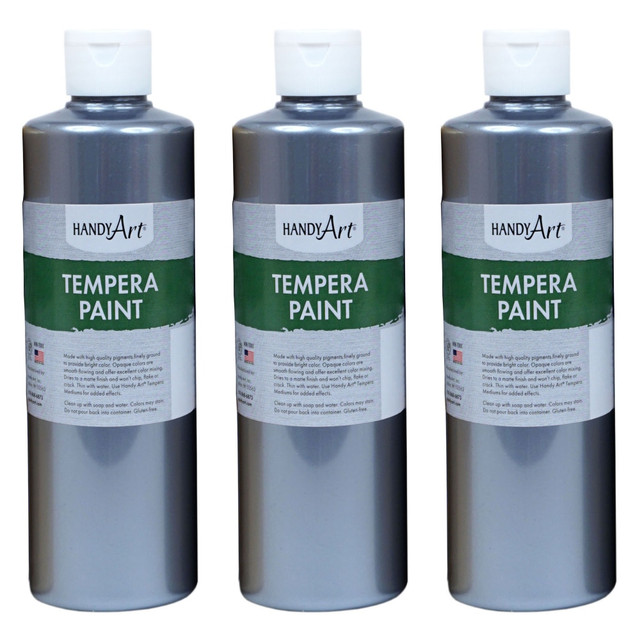 EDUCATORS RESOURCE RPC231166-3 Handy Art Metallic Tempera Paints, 16 Oz, Silver, Pack Of 3 Paints EDUCATORS RESOURCE RPC231166-3 Handy Art Metallic Tempera Paints, 16 Oz, Silver, Pack Of 3 Paints