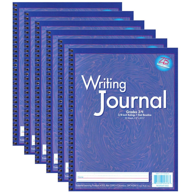 EDUCATORS RESOURCE ELP0603-6 Pacon Zaner-Bloser My Writing Journals, 8in x 10-1/2in, Purple, Grade 3 To 4, Pack Of 6 Journals