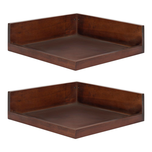 UNIEK INC. 216081 Kate And Laurel Levie Wall Shelves, 3-1/2inH x 12inW x 12inD, Walnut Brown, Set Of 2 Shelves UNIEK INC. 216081 Kate And Laurel Levie Wall Shelves, 3-1/2inH x 12inW x 12inD, Walnut Brown, Set Of 2 Shelves