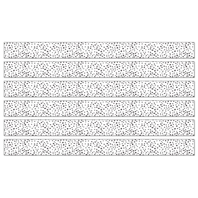 Decorate your bulletin boards and classroom walls with these Carson Dellosa Education Straight Borders. These borders can be cut and layered together so you can mix and match designs and customize the look of your classroom.  Printed on thick, flexible paper.  Easy to customize and add style to bulletin boards, desks, storage and more.  Borders can be cut and layered to add dimension or used individually.  Each pack includes a total of 36ft. Sold as 6 packs for a total of 72 strips (216").