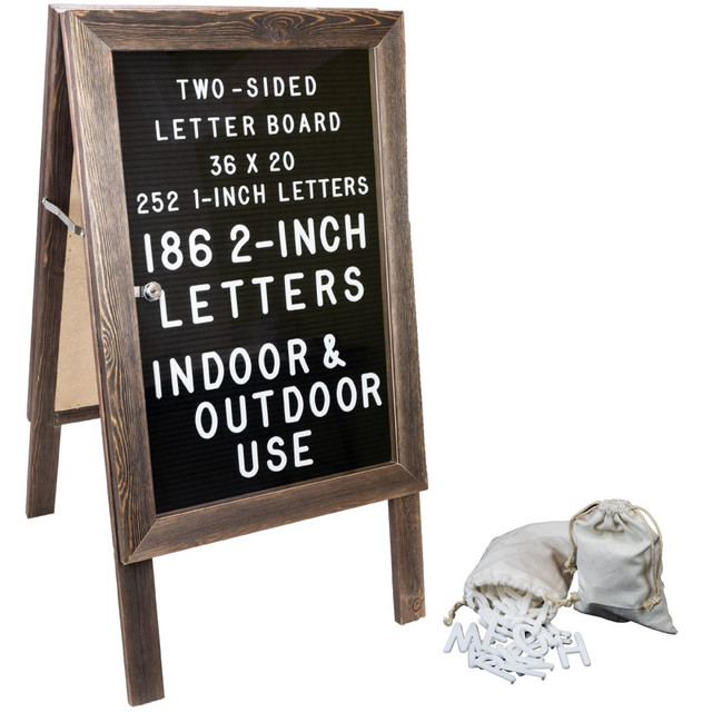 GENERAL PRINTING & DESIGN, INC. EGP-HD-0084 Excello Double-Sided A-Frame Indoor/Outdoor Felt Letter Board, 36inH x 20inW x 4-1/2inD, Brown GENERAL PRINTING & DESIGN, INC. EGP-HD-0084 Excello Double-Sided A-Frame Indoor/Outdoor Felt Letter Board, 36inH x 20inW x 4-1/2inD, Brown