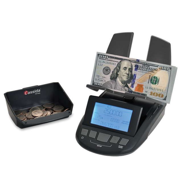 CASSIDA CORPORATION TILL TALLY Cassida Till Tally Professional Money Counting Scale Bill Counter, 7-1/2inH x 4-13/16inW x 5-13/16inD, Black
