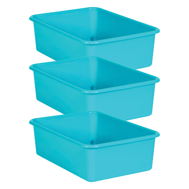 EDUCATORS RESOURCE TCR20407-3 Teacher Created Resources Large Plastic Storage Bins, 5inH x 11-1/2inW x 16-1/4inD, Teal, Pack Of 3 Bins EDUCATORS RESOURCE TCR20407-3 Teacher Created Resources Large Plastic Storage Bins, 5inH x 11-1/2inW x 16-1/4inD, Teal, Pack Of 3 Bins