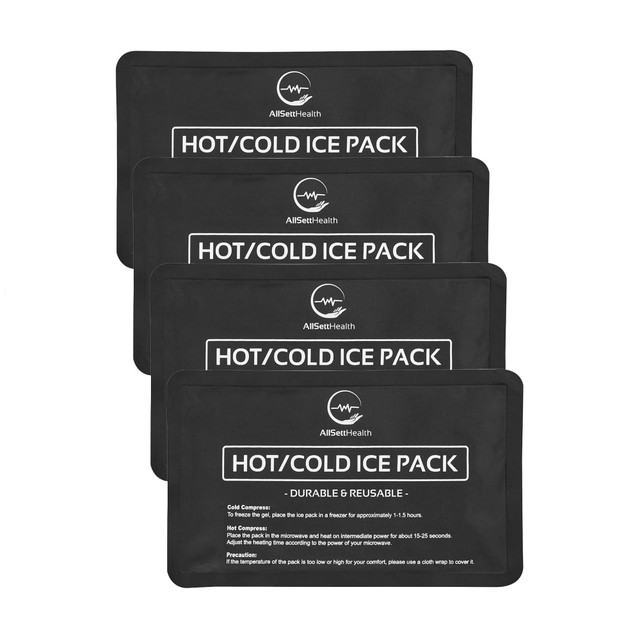 ALLSETT HEALTH(R) ASH0FB4PK AllSett Health Reusable Soft Gel Packs For Injuries, 10in x 6in, Black, Pack Of 4 Gel Packs ALLSETT HEALTH(R) ASH0FB4PK AllSett Health Reusable Soft Gel Packs For Injuries, 10in x 6in, Black, Pack Of 4 Gel Packs