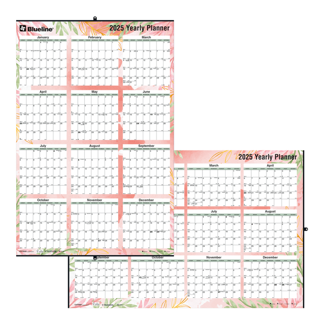 REDIFORM, INC. C171920-25 2025 Blueline Colorful Laminated, Reversible And Erasable Yearly Wall Planner, 24in x 36in, Tropical, January To December, C171920 REDIFORM, INC. C171920-25 2025 Blueline Colorful Laminated, Reversible And Erasable Yearly Wall Planner, 24in x 36in, Tropical, January To December, C171920