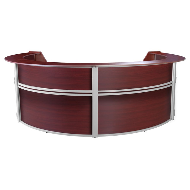 REGENCY SEATING, INC. 77294MH Regency Marque 142inW 4-Unit Curved Reception Desk Workstation, Mahogany REGENCY SEATING, INC. 77294MH Regency Marque 142inW 4-Unit Curved Reception Desk Workstation, Mahogany