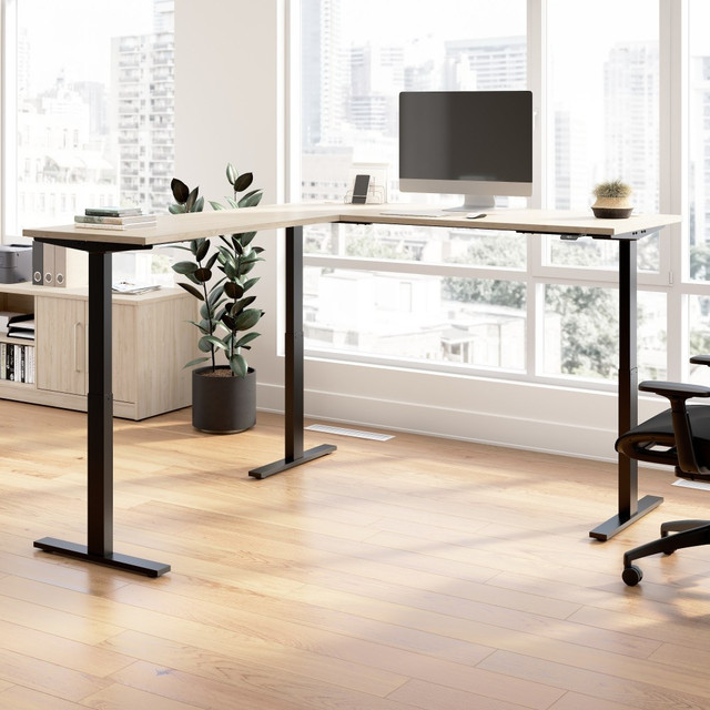 BUSH INDUSTRIES INC. M6SL7278NEBK Bush Business Furniture Move 60 Series 72inW Height Adjustable L Shaped Standing Desk, Natural Elm/Black Powder Coat, Standard Delivery BUSH INDUSTRIES INC. M6SL7278NEBK Bush Business Furniture Move 60 Series 72inW Height Adjustable L Shaped Standing Desk, Natural Elm/Black Powder Coat, Standard Delivery
