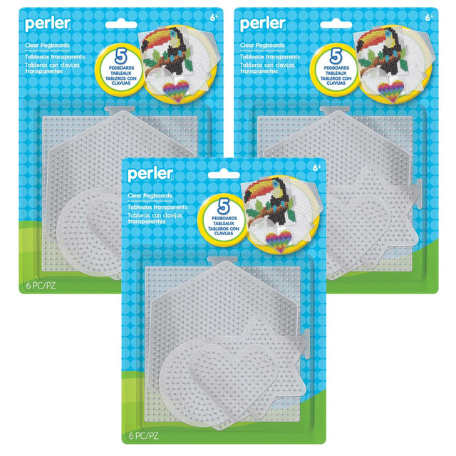EDUCATORS RESOURCE PER22750-3 Perler Small & Large Basic Shapes Pegboards, Clear, 5 Pegboards Per Pack, Set Of 3 Packs EDUCATORS RESOURCE PER22750-3 Perler Small & Large Basic Shapes Pegboards, Clear, 5 Pegboards Per Pack, Set Of 3 Packs
