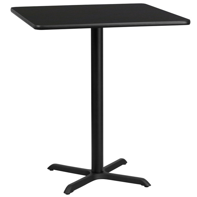 FLASH FURNITURE XUBK3636T3030B  Square Laminate Table Top With Bar Height Table Base, 43-3/16inH x 36inW x 36inD, Black