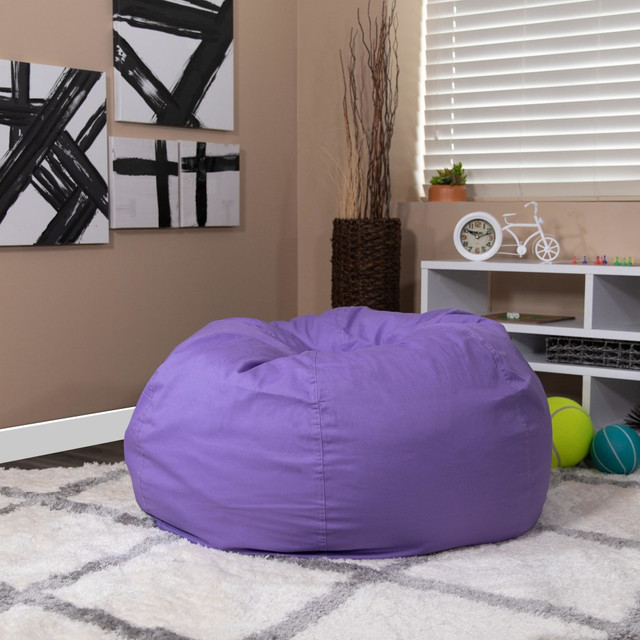 FLASH FURNITURE DGBEANLGSLDPUR  Oversized Bean Bag Chair For Kids And Adults, Purple