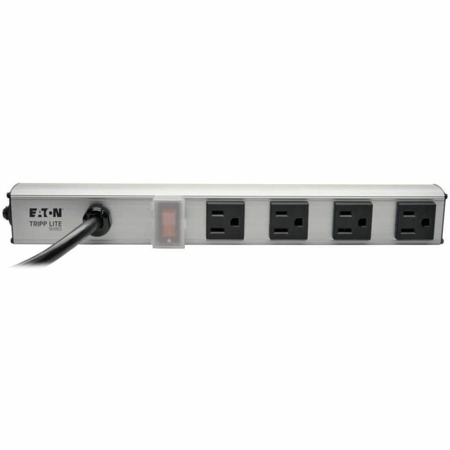 TRIPP LITE PS120410 Eaton Tripp Lite Series 4-Outlet Power Strip, 10 ft. Cord, NEMA 5-15P Plug, 12 in. - Power strip (rack-mountable / external) - 15 A - AC 120 V - 1800 Watt - input: NEMA 5-15P - output connectors: 4 (4 x NEMA 5-15R) - 10 ft cord - 