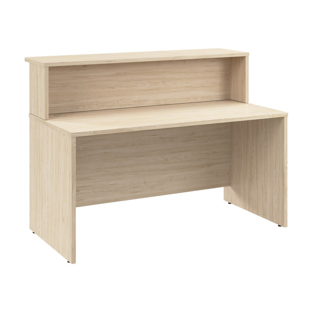 BUSH INDUSTRIES INC. ARV001NE Bush Business Furniture Arrive 60inW Reception Desk with Shelf, Natural Elm, Standard Delivery BUSH INDUSTRIES INC. ARV001NE Bush Business Furniture Arrive 60inW Reception Desk with Shelf, Natural Elm, Standard Delivery