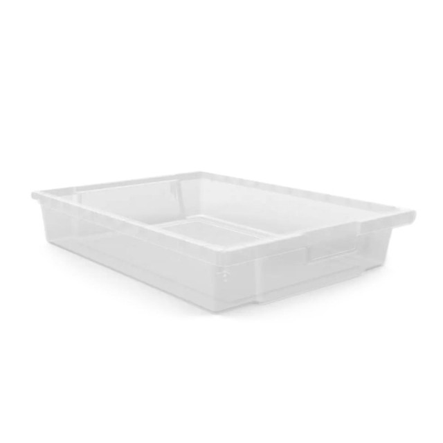 H. WILSON COMPANY MBS-BIN-8S-CL Luxor MBS Storage System Stackable Storage Bins, 12-1/4in x 16-3/4in x 3in, Clear, Set Of 8 Bins