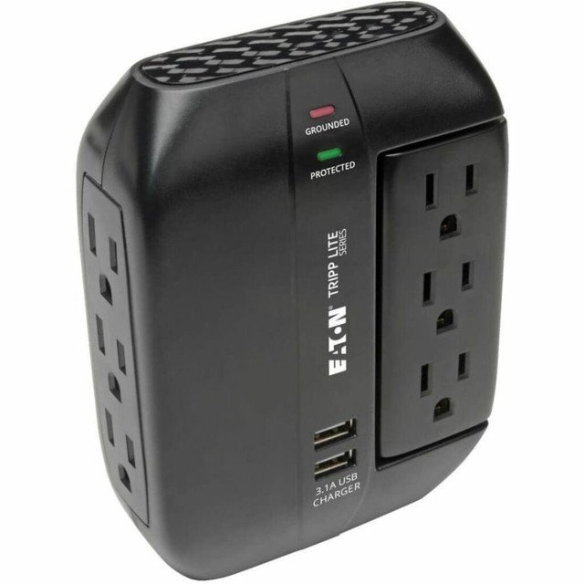 TRIPP LITE SWIVEL6USB Eaton Tripp Lite Series Surge Protector Power Strip 6-Outlet with 3 Rotatable Outlets - Direct Plug-In, 1200 Joules, 2 USB Ports - Surge protector - 15 A - AC 120 V - output connectors: 6 - black