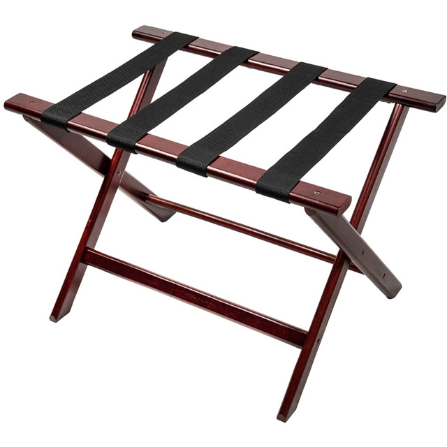 CENTRAL SPECIALTIES CO. 177CM-1 CSL Deluxe Wood Luggage Rack, 18inH x 26inW x 17inD, Cherry Mahogany/Brown