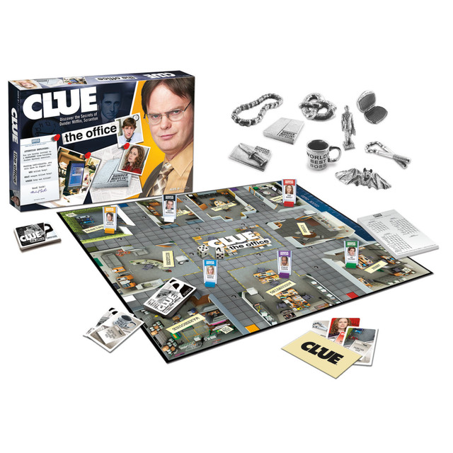 In CLUE: The Office, players work to solve the mystery of who killed Toby Flenderson, what office weapon was used, and where at Dunder Mifflin the crime occurred. Based on the hit TV show The Office, players will navigate the workplace and compete to uncover the truth before Michael Scott takes away their week of paid vacation. For 2-6 players, ages 9 and up.  Officially-licensed CLUE game based on the Emmy Award-winning comedy The Office  For 2-6 players, ages 9 and up  Solve the mystery of who killed Toby, what weapon was used, and where in the office it happened  Features 6 custom sculpted weapon tokens including items from the show like the Worlds Best Boss Coffee Mug and Dundee Trophy  60+ minute play time  Competitive gameplay with the chance to win a weeks paid vacation