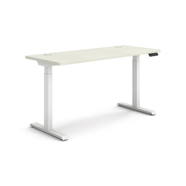 HNI CORPORATION HAT3SBSMDW2258 HON Coordinate 58inW Adjustable Height Standing Desk, 3-Stage Base, Silver Mesh/Designer White HNI CORPORATION HAT3SBSMDW2258 HON Coordinate 58inW Adjustable Height Standing Desk, 3-Stage Base, Silver Mesh/Designer White