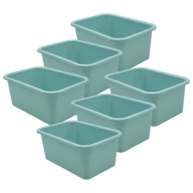 EDUCATORS RESOURCE TCR20980-6 Teacher Created Resources Small Plastic Storage Bins, 5inH x 7-3/4inW x 11-3/8inD, Calming Blue, Pack Of 6 Bins EDUCATORS RESOURCE TCR20980-6 Teacher Created Resources Small Plastic Storage Bins, 5inH x 7-3/4inW x 11-3/8inD, Calming Blue, Pack Of 6 Bins