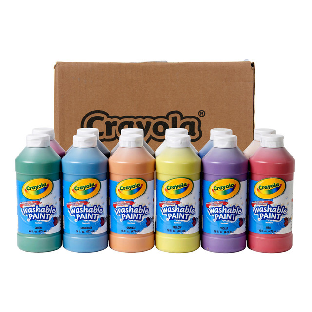 CRAYOLA LLC BIN549718 Crayola Washable Paints, 16 Oz, Assorted, Pack Of 12 Paints