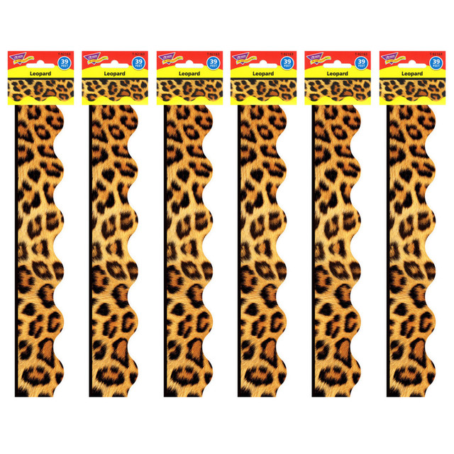 EDUCATORS RESOURCE T-92163-6 Trend Terrific Trimmers Packs, 39' x 2-1/4in, Leopard, Set Of 6 Packs EDUCATORS RESOURCE T-92163-6 Trend Terrific Trimmers Packs, 39' x 2-1/4in, Leopard, Set Of 6 Packs