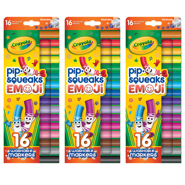 EDUCATORS RESOURCE BIN588717-3 Crayola Pip Squeaks Stamper Markers, Broad Point, Assorted Colors, Pack Of 16 Markers, Set Of 3 Packs EDUCATORS RESOURCE BIN588717-3 Crayola Pip Squeaks Stamper Markers, Broad Point, Assorted Colors, Pack Of 16 Markers, Set Of 3 Packs