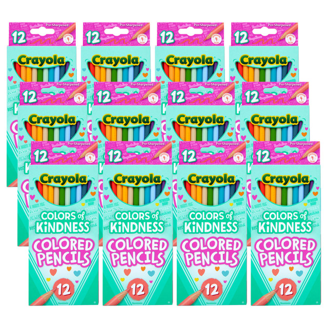EDUCATORS RESOURCE BIN682114-12 Crayola Colors of Kindness Colored Pencils, Assorted Colors, 12 Pencils Per Pack, Set Of 12 Packs EDUCATORS RESOURCE BIN682114-12 Crayola Colors of Kindness Colored Pencils, Assorted Colors, 12 Pencils Per Pack, Set Of 12 Packs