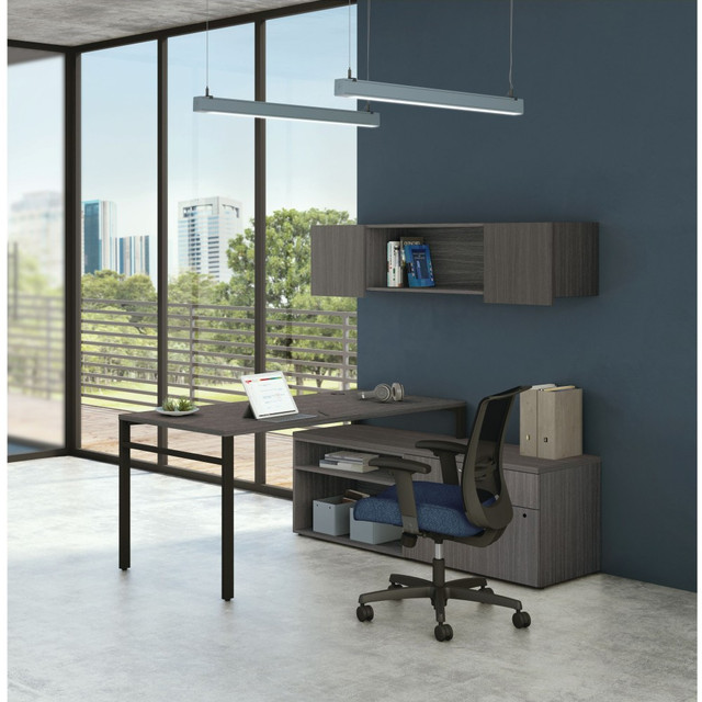HON HONMOD109 Mod 60inW Computer Desk Workstation With Wall Mount Storage And 2 Credenzas, Slate Teak/Black HON HONMOD109 Mod 60inW Computer Desk Workstation With Wall Mount Storage And 2 Credenzas, Slate Teak/Black