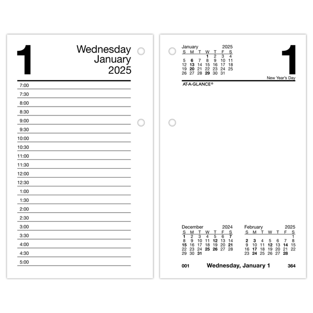 ACCO BRANDS USA, LLC E7175025 2025 AT-A-GLANCE Daily Loose-Leaf Daily Desk Calendar Refill, 3-1/2in x 6in, Traditional, January 2025 To December 2025, E71750 ACCO BRANDS USA, LLC E7175025 2025 AT-A-GLANCE Daily Loose-Leaf Daily Desk Calendar Refill, 3-1/2in x 6in, Traditional, January 2025 To December 2025, E71750