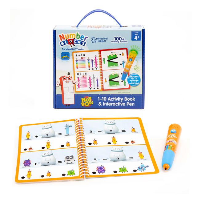 EDUCATIONAL INSIGHTS EI-2550  Hot Dots 1 to 10 Numberblocks Activity Book & Interactive Pen, Multicolor