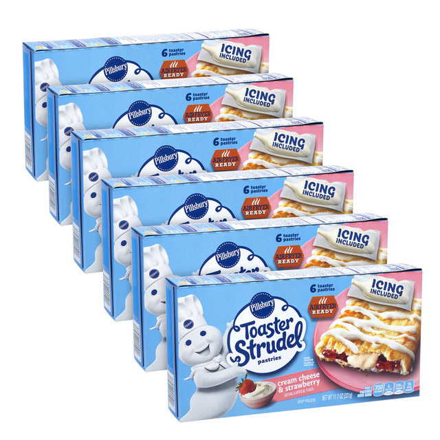 G&J HOLDINGS LLC 810128792486 Pillsbury Toaster Strudels, Cream Cheese Strawberry, 11.7 Oz, 6 Strudels Per Pack, Carton Of 6 Packs