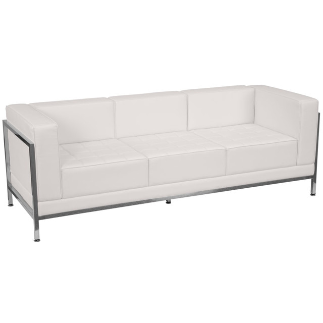 FLASH FURNITURE ZBIMAGSOFAWH  HERCULES Imagination Series Contemporary LeatherSoft Modular Sofa with Quilted Tufted Seat and Encasing Frame, Melrose White
