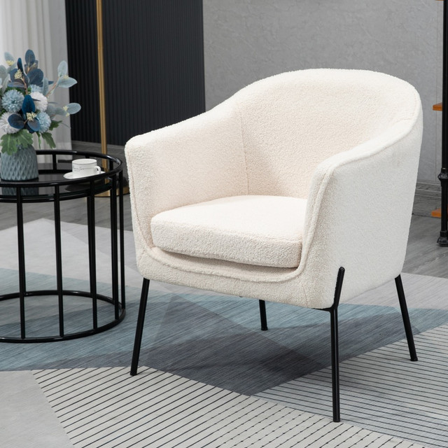 GLAMOUR HOME GHACC-1634 Ayame Boucle Fabric Accent Chair, White/Black GLAMOUR HOME GHACC-1634 Ayame Boucle Fabric Accent Chair, White/Black