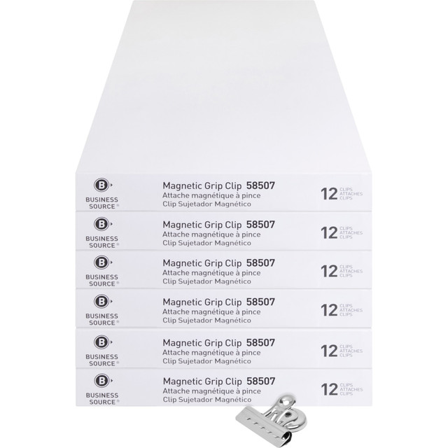 BUSINESS SOURCE 58507BD Magnetic Grip Clips Pack - No. 2 - 2.3in Width - for Paper - Magnetic, Heavy Duty - 72 / Bundle - Silver BUSINESS SOURCE 58507BD Magnetic Grip Clips Pack - No. 2 - 2.3in Width - for Paper - Magnetic, Heavy Duty - 72 / Bundle - Silver