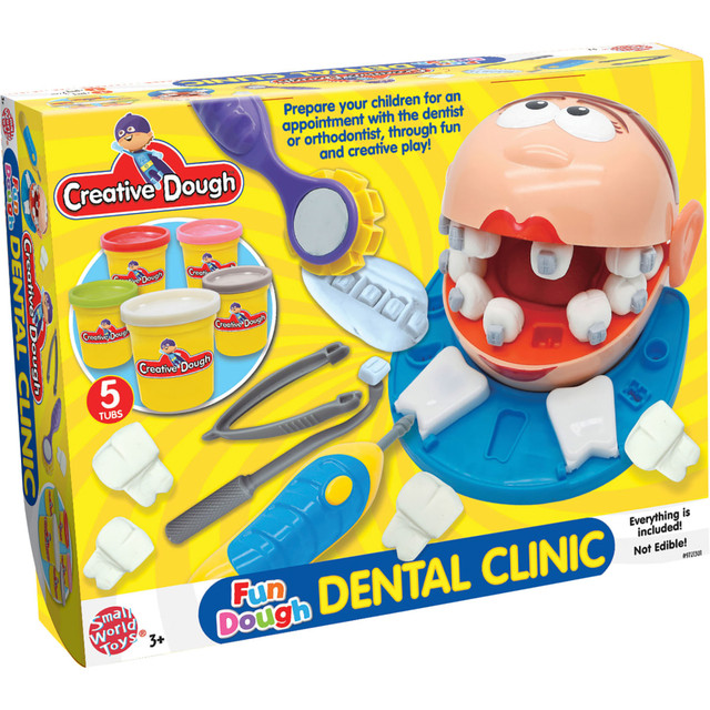 CREATIVE TOYS LTD. SWT9721301 Small World Toys Creative Dough Fun Dough Activity Set, Dental Clinic, Set Of 6 Tubs Of Dough