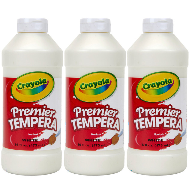 EDUCATORS RESOURCE BIN541216053-3 Crayola Premier Tempera Paints, 16 Oz, White, Pack Of 3 Paints EDUCATORS RESOURCE BIN541216053-3 Crayola Premier Tempera Paints, 16 Oz, White, Pack Of 3 Paints