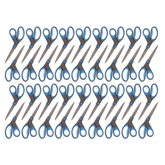 OFFICE DEPOT 55949  Brand Titanium Coated Scissors, 8in, Bent, Dark Gray/Blue, Pack Of 36 Scissors