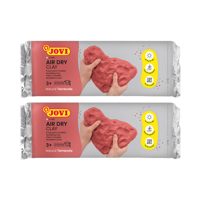 EDUCATORS RESOURCE JOV89-2 JOVI Air Dry Clay, Terracotta, 2.2lb Bar, Pack Of 2