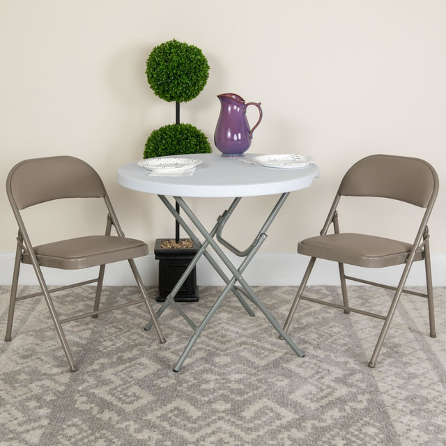 FLASH FURNITURE 2HAF003DGY HERCULES Series Double-Braced Vinyl Folding Chairs, Gray, Pack Of 2 Chairs FLASH FURNITURE 2HAF003DGY HERCULES Series Double-Braced Vinyl Folding Chairs, Gray, Pack Of 2 Chairs