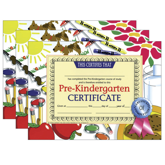 EDUCATORS RESOURCE H-VA499-3 Hayes Publishing Pre-Kindergarten Certificate, 8.5in x 11in, 30 Per Pack, Set Of 3 Packs