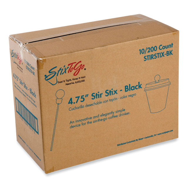 ROYAL CONSUMER INFO PROD STIRSTIX-BK AmerCareRoyal Beverage Plugs, Black, Case Of 2,000 Plugs ROYAL CONSUMER INFO PROD STIRSTIX-BK AmerCareRoyal Beverage Plugs, Black, Case Of 2,000 Plugs