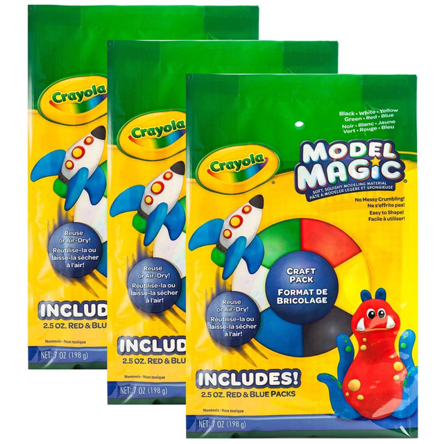EDUCATORS RESOURCE BIN232407-3 Crayola Model Magic Craft Packs, 6 Colors Per Pack, Set Of 3 Packs